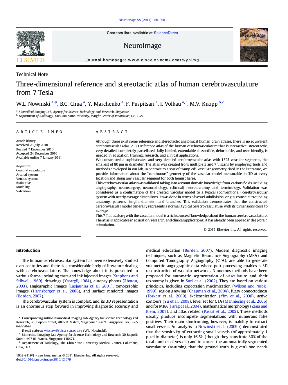 Three-dimensional reference and stereotactic atlas of human cerebrovasculature from 7Â Tesla