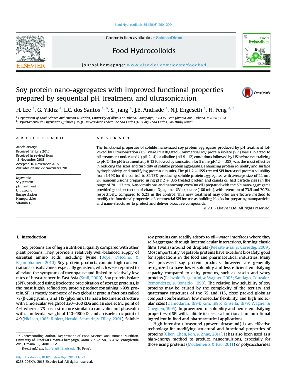 Soy protein nano-aggregates with improved functional properties prepared by sequential pH treatment and ultrasonication