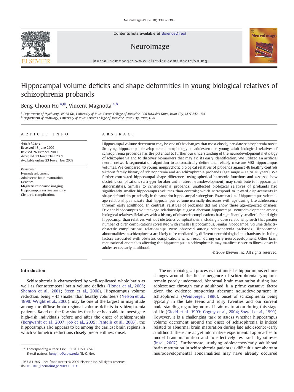 Hippocampal volume deficits and shape deformities in young biological relatives of schizophrenia probands