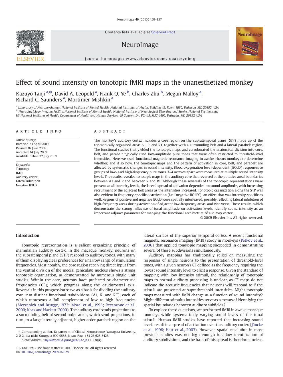 Effect of sound intensity on tonotopic fMRI maps in the unanesthetized monkey