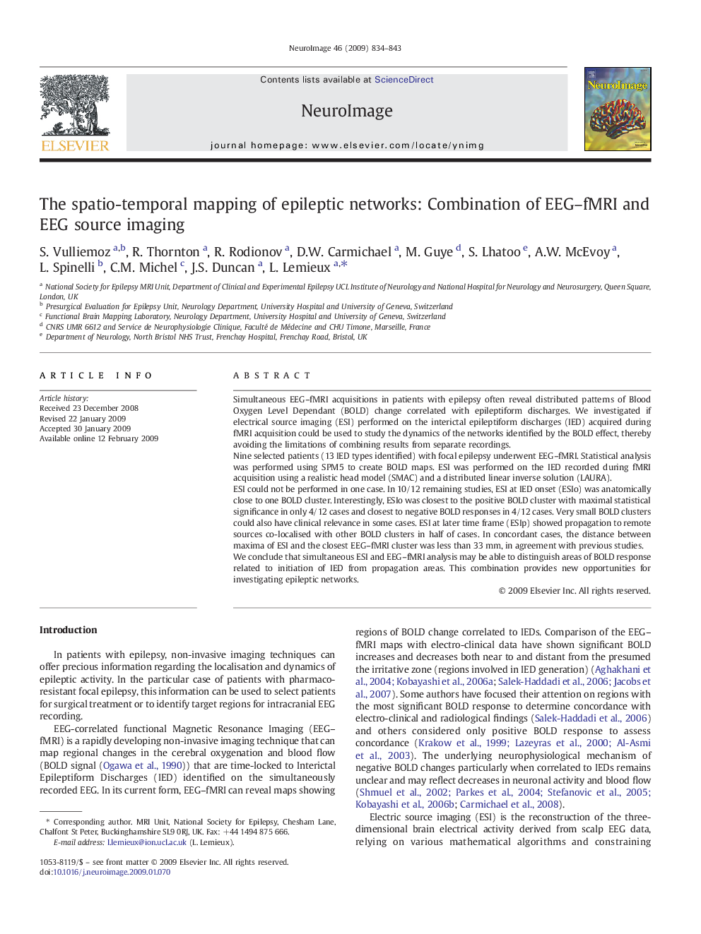 The spatio-temporal mapping of epileptic networks: Combination of EEG-fMRI and EEG source imaging