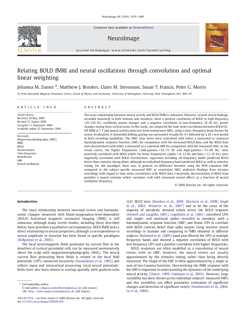 Relating BOLD fMRI and neural oscillations through convolution and optimal linear weighting
