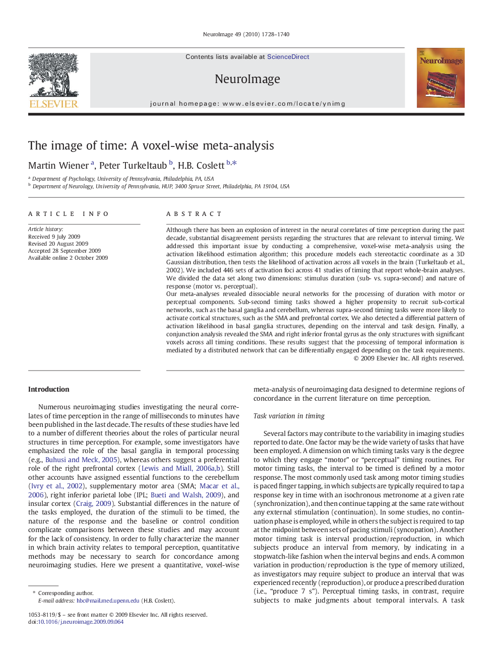 The image of time: A voxel-wise meta-analysis