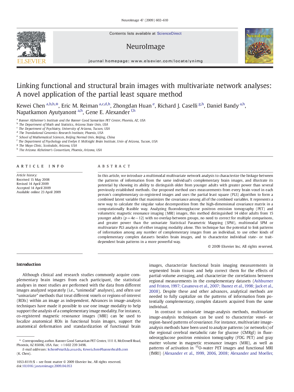 Linking functional and structural brain images with multivariate network analyses: A novel application of the partial least square method