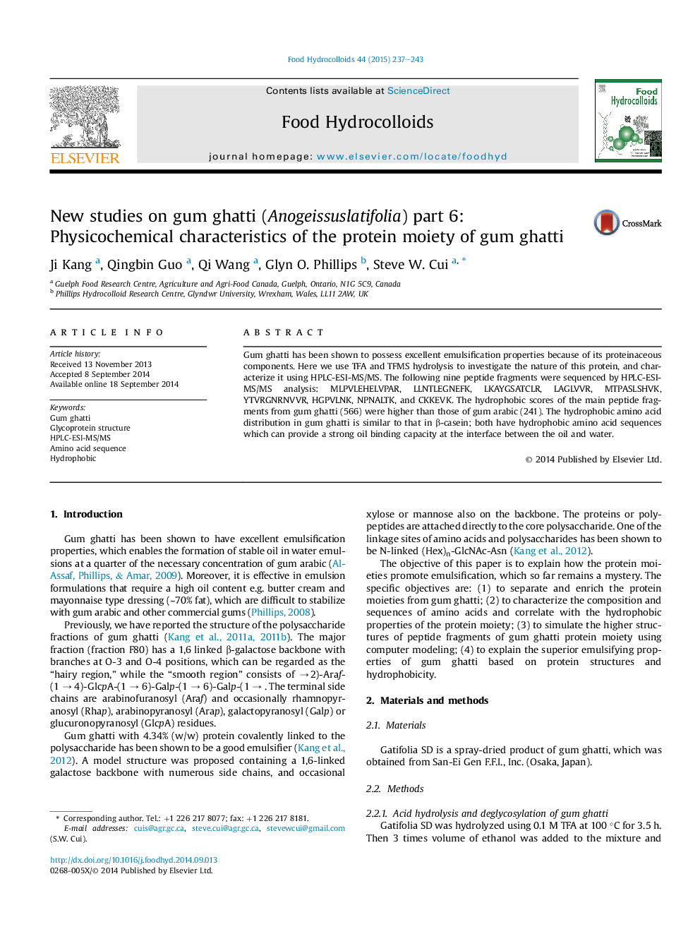 New studies on gum ghatti (Anogeissuslatifolia) part 6: Physicochemical characteristics of the protein moiety of gum ghatti