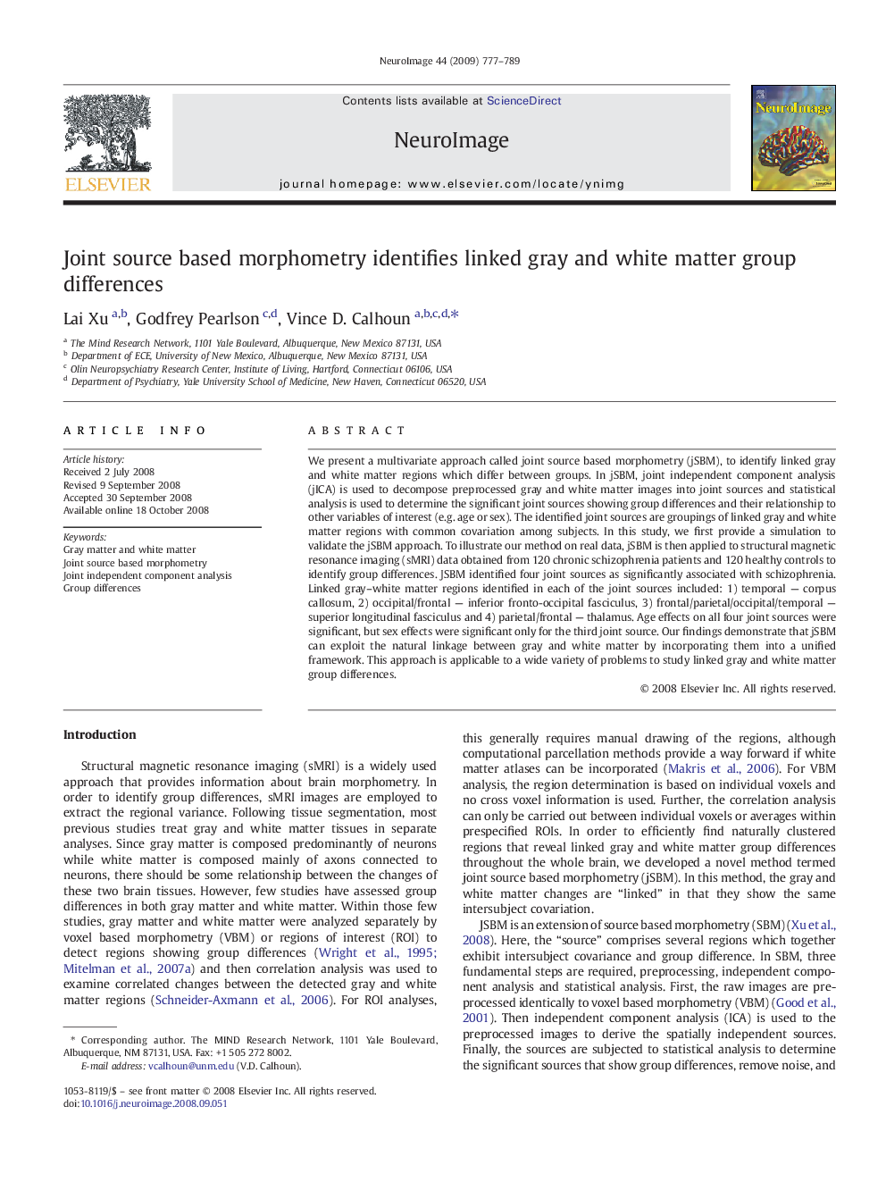 Joint source based morphometry identifies linked gray and white matter group differences