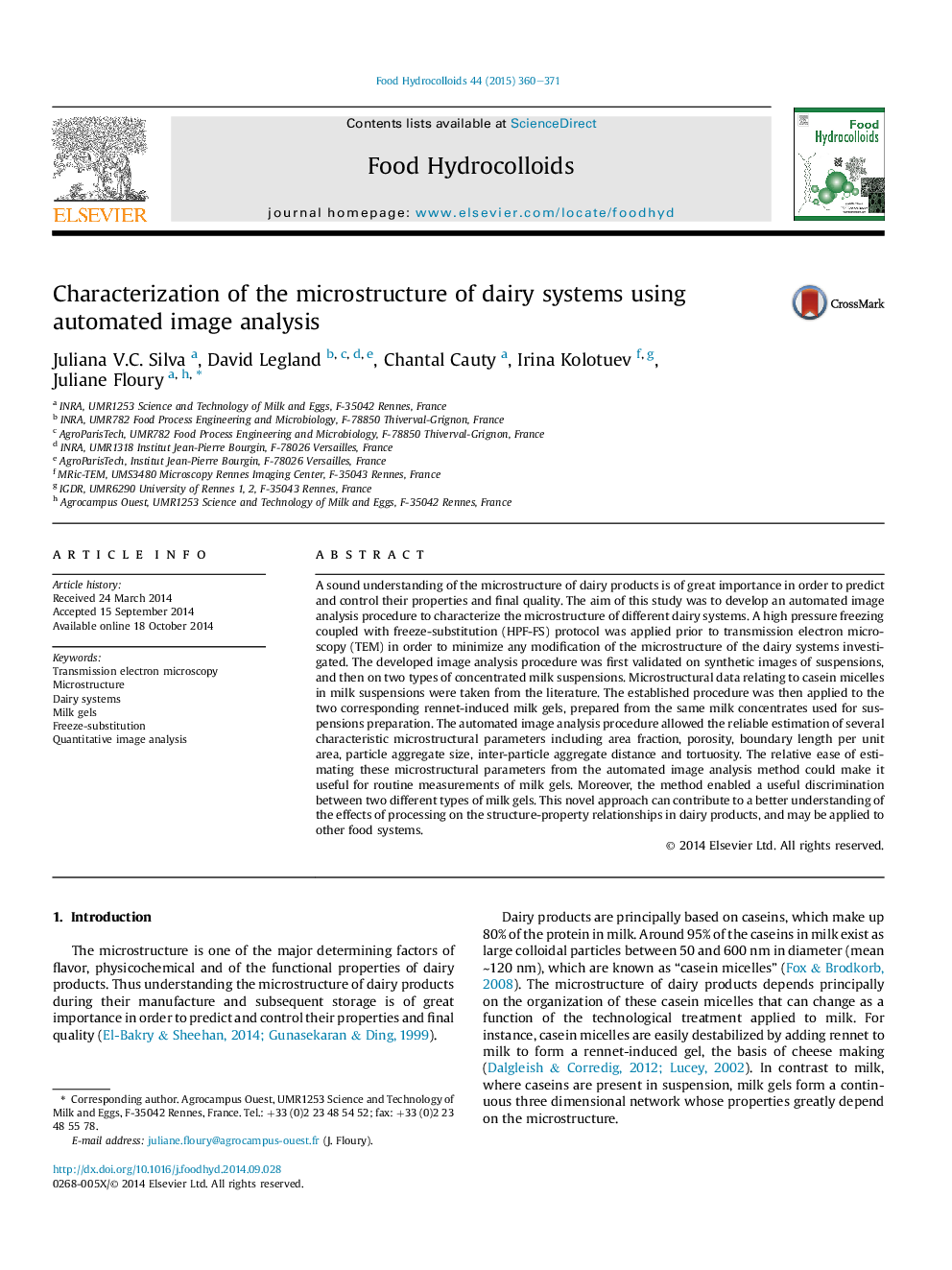 Characterization of the microstructure of dairy systems using automated image analysis