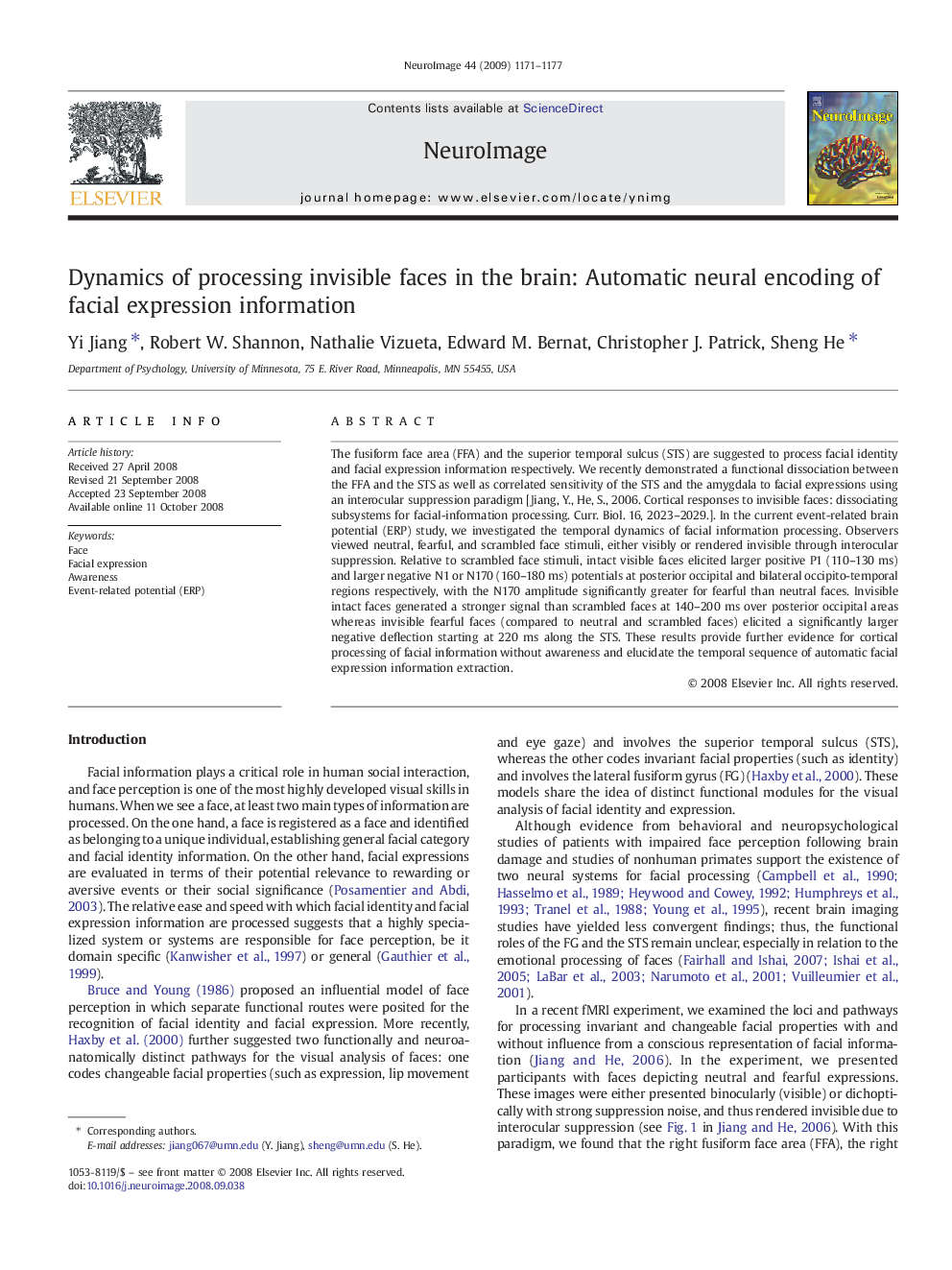 Dynamics of processing invisible faces in the brain: Automatic neural encoding of facial expression information