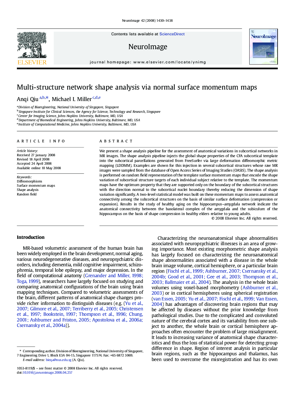 Multi-structure network shape analysis via normal surface momentum maps