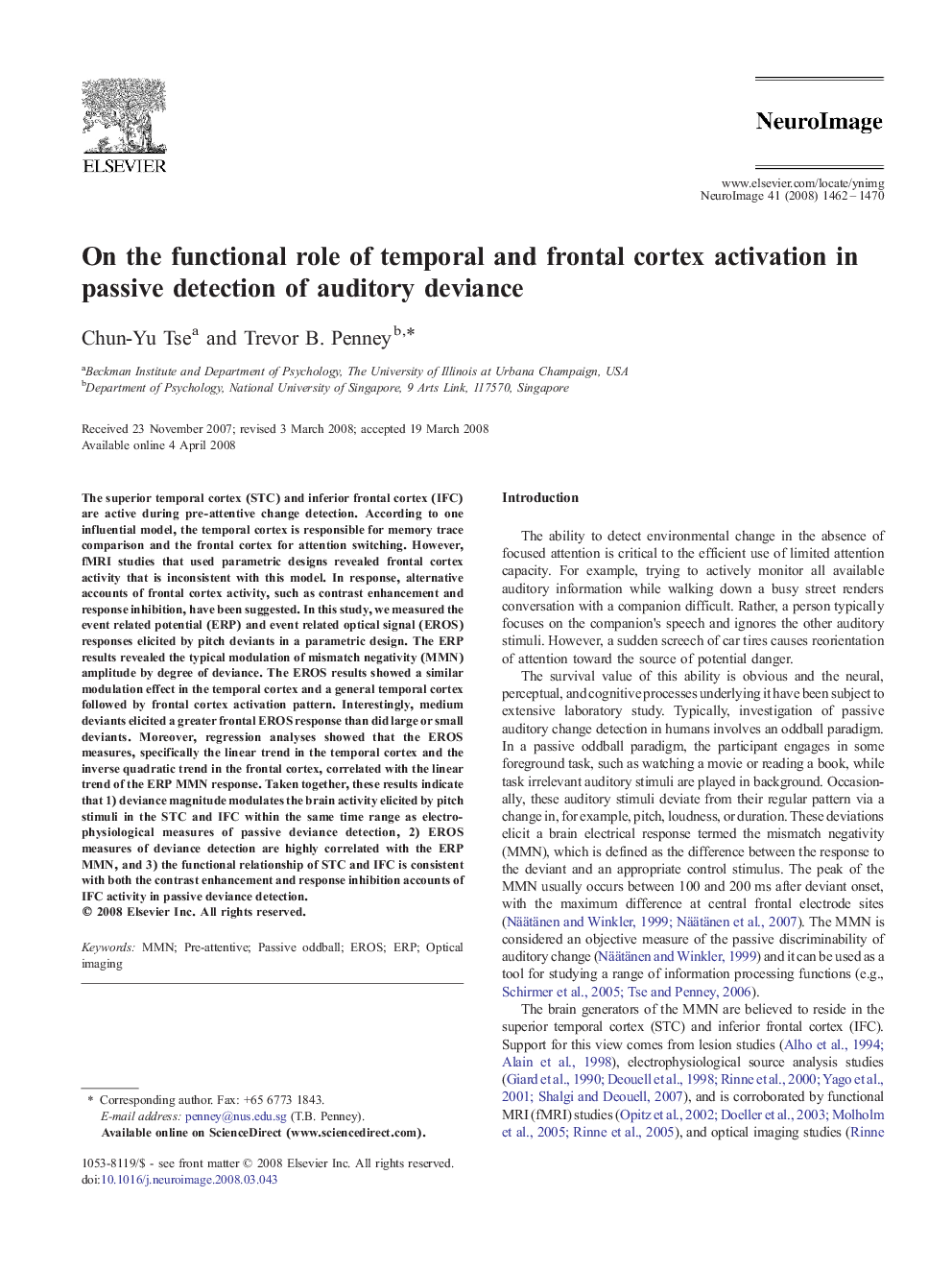 On the functional role of temporal and frontal cortex activation in passive detection of auditory deviance