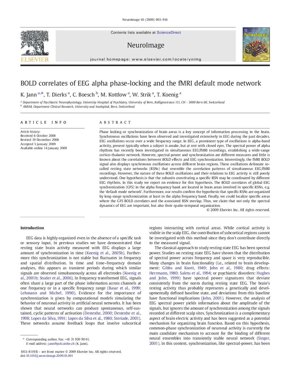 BOLD correlates of EEG alpha phase-locking and the fMRI default mode network