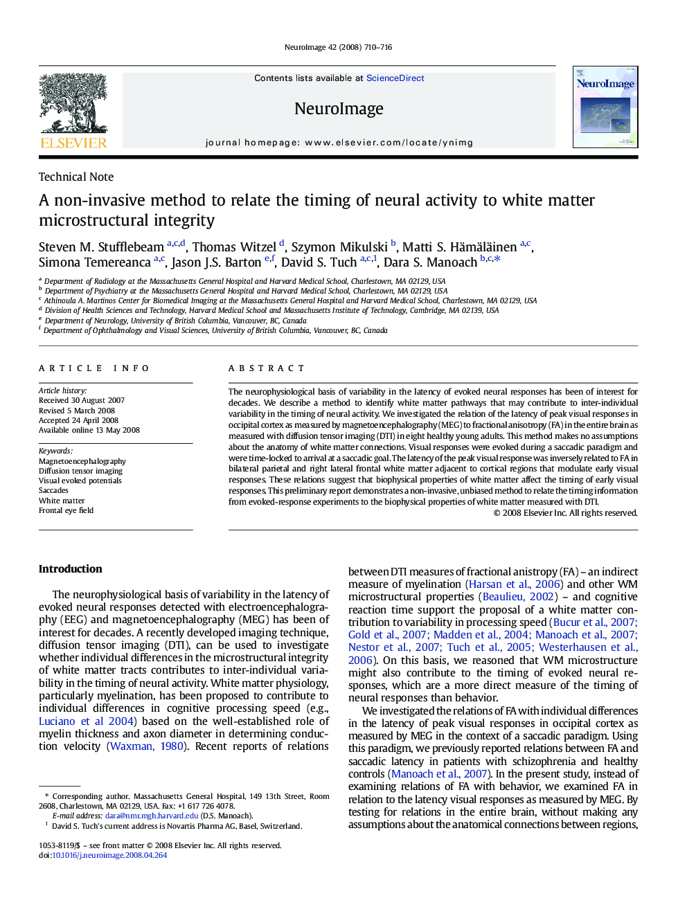 A non-invasive method to relate the timing of neural activity to white matter microstructural integrity