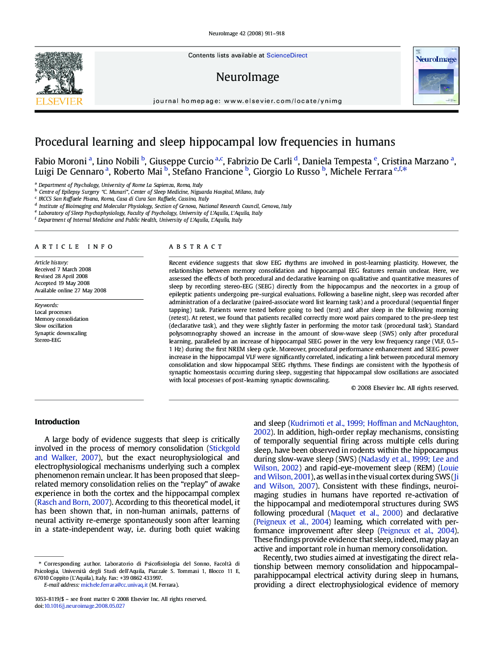 Procedural learning and sleep hippocampal low frequencies in humans