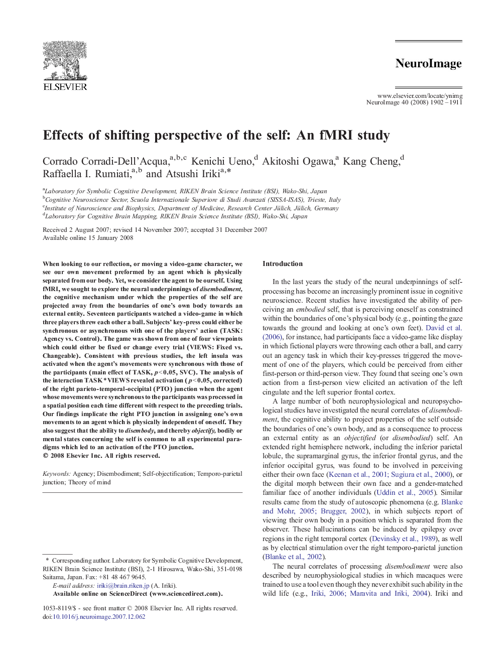 Effects of shifting perspective of the self: An fMRI study