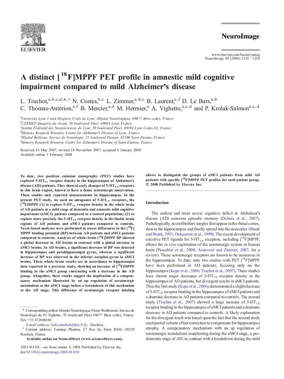 A distinct [18F]MPPF PET profile in amnestic mild cognitive impairment compared to mild Alzheimer's disease