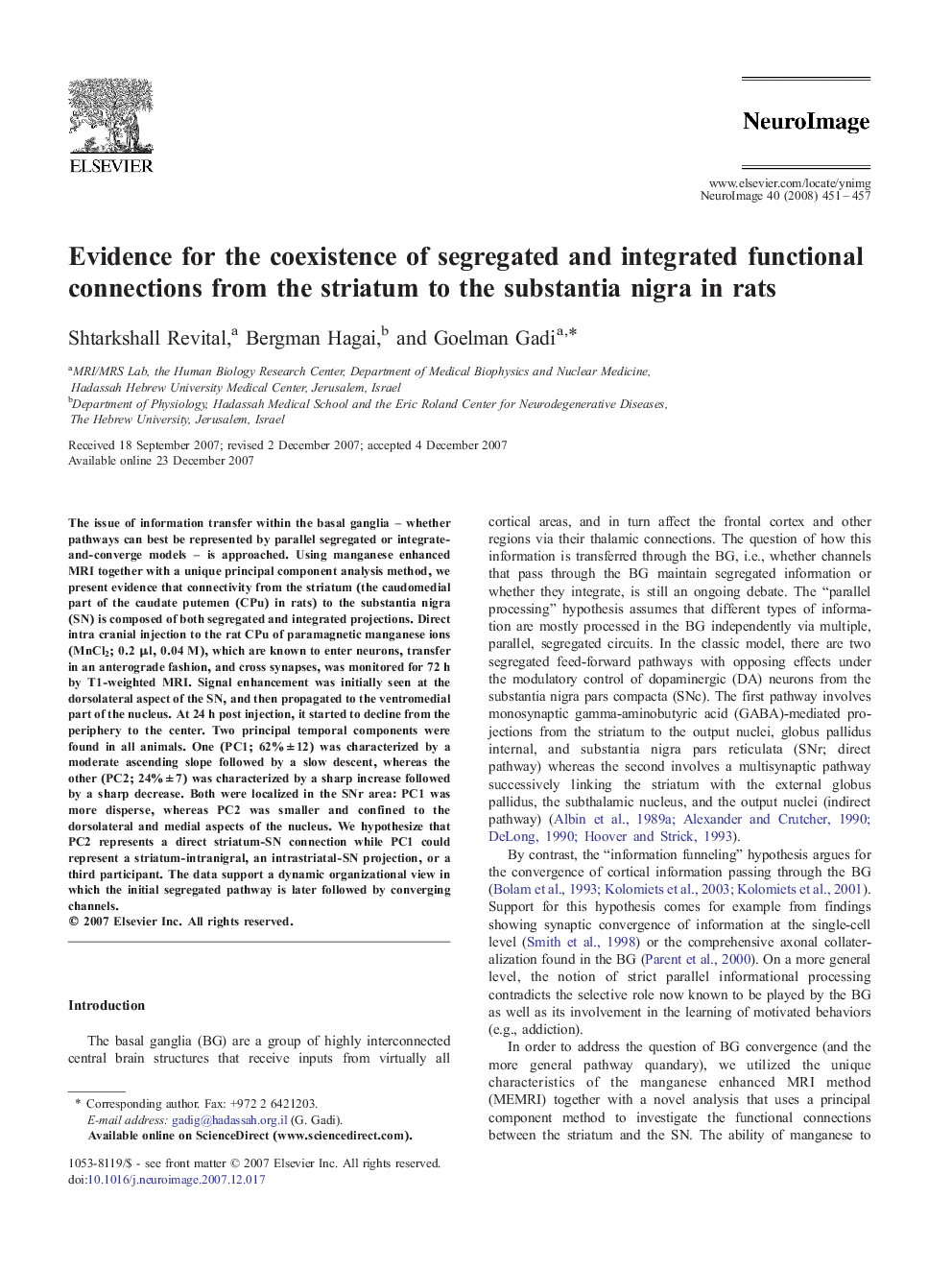 Evidence for the coexistence of segregated and integrated functional connections from the striatum to the substantia nigra in rats