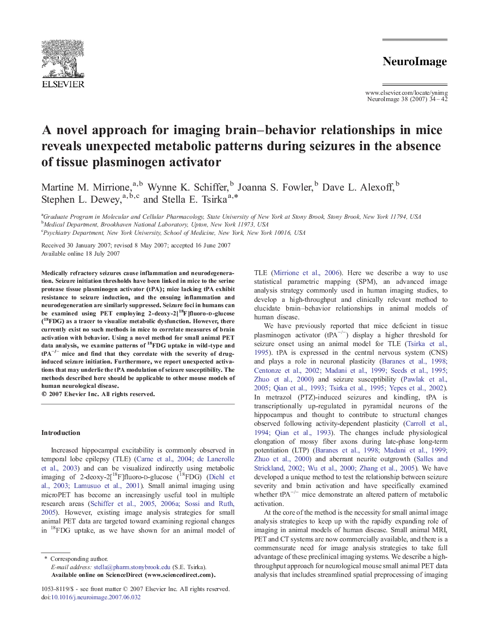 A novel approach for imaging brain-behavior relationships in mice reveals unexpected metabolic patterns during seizures in the absence of tissue plasminogen activator