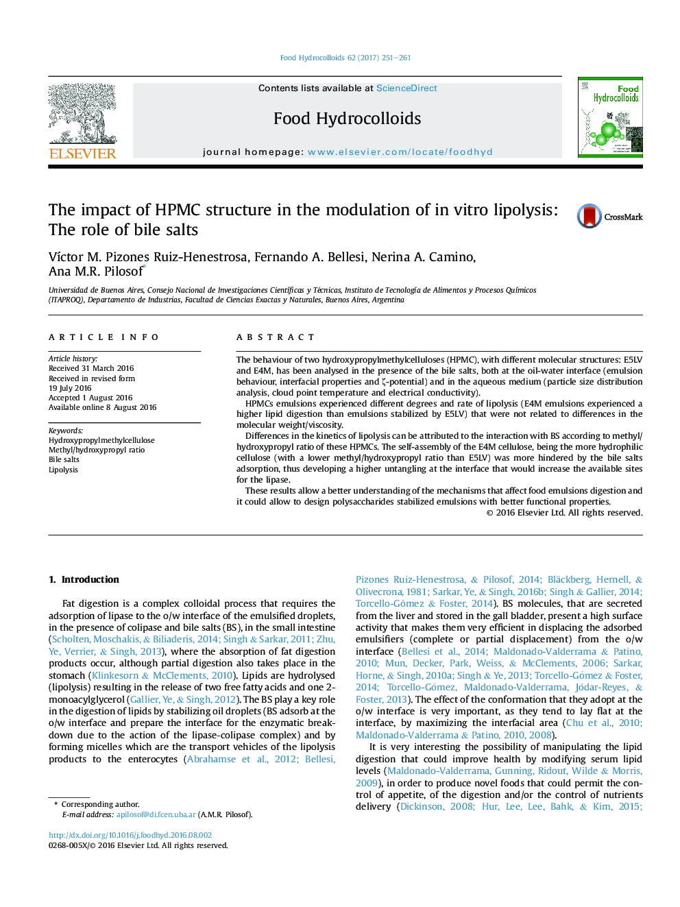 The impact of HPMC structure in the modulation of in vitro lipolysis: The role of bile salts