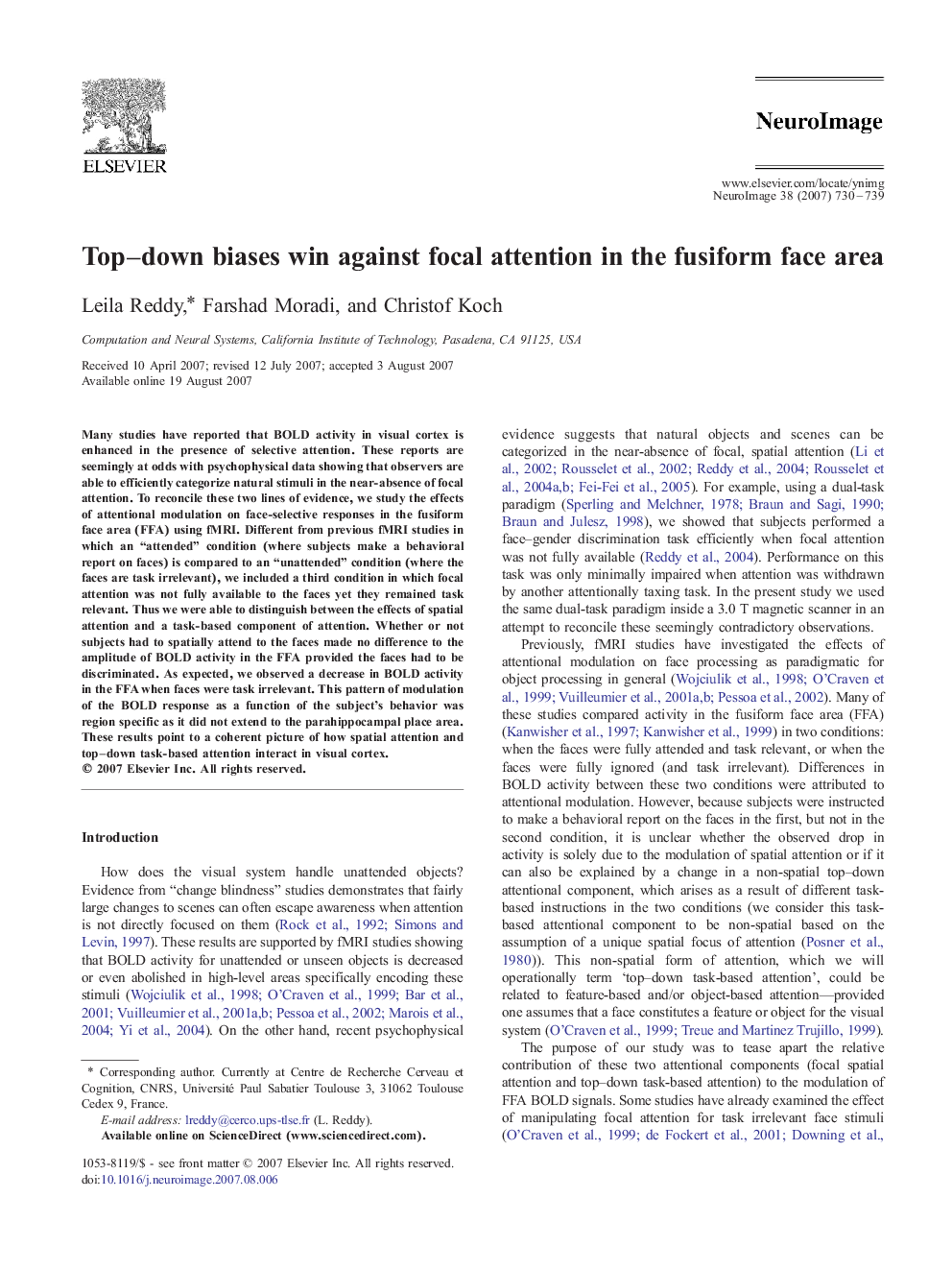 Top-down biases win against focal attention in the fusiform face area