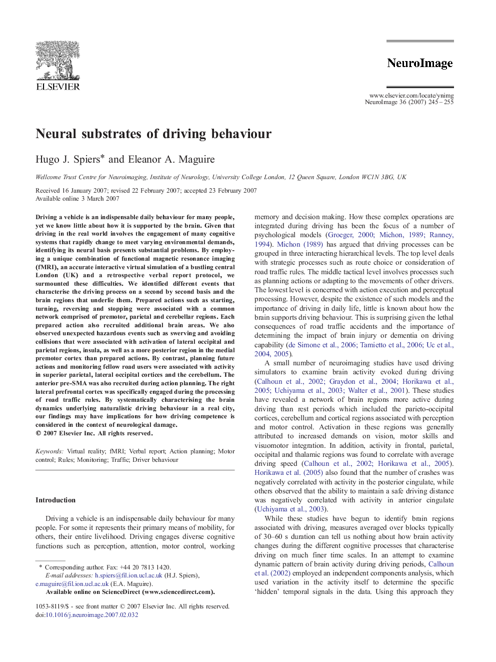 Neural substrates of driving behaviour