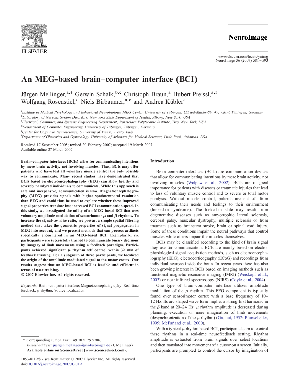 An MEG-based brain-computer interface (BCI)