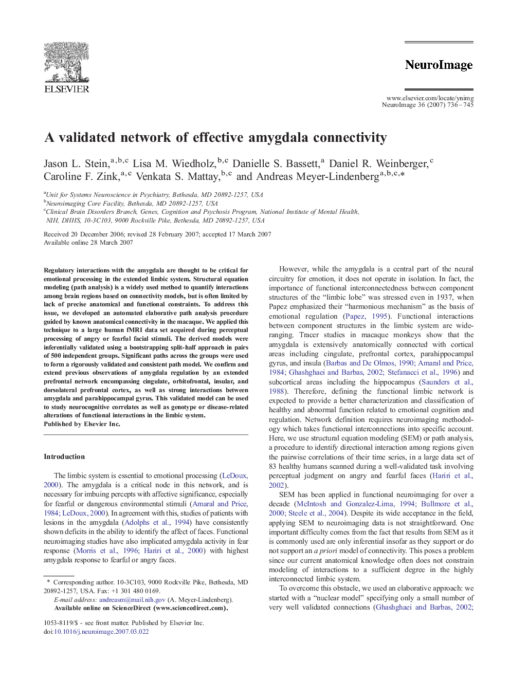 A validated network of effective amygdala connectivity