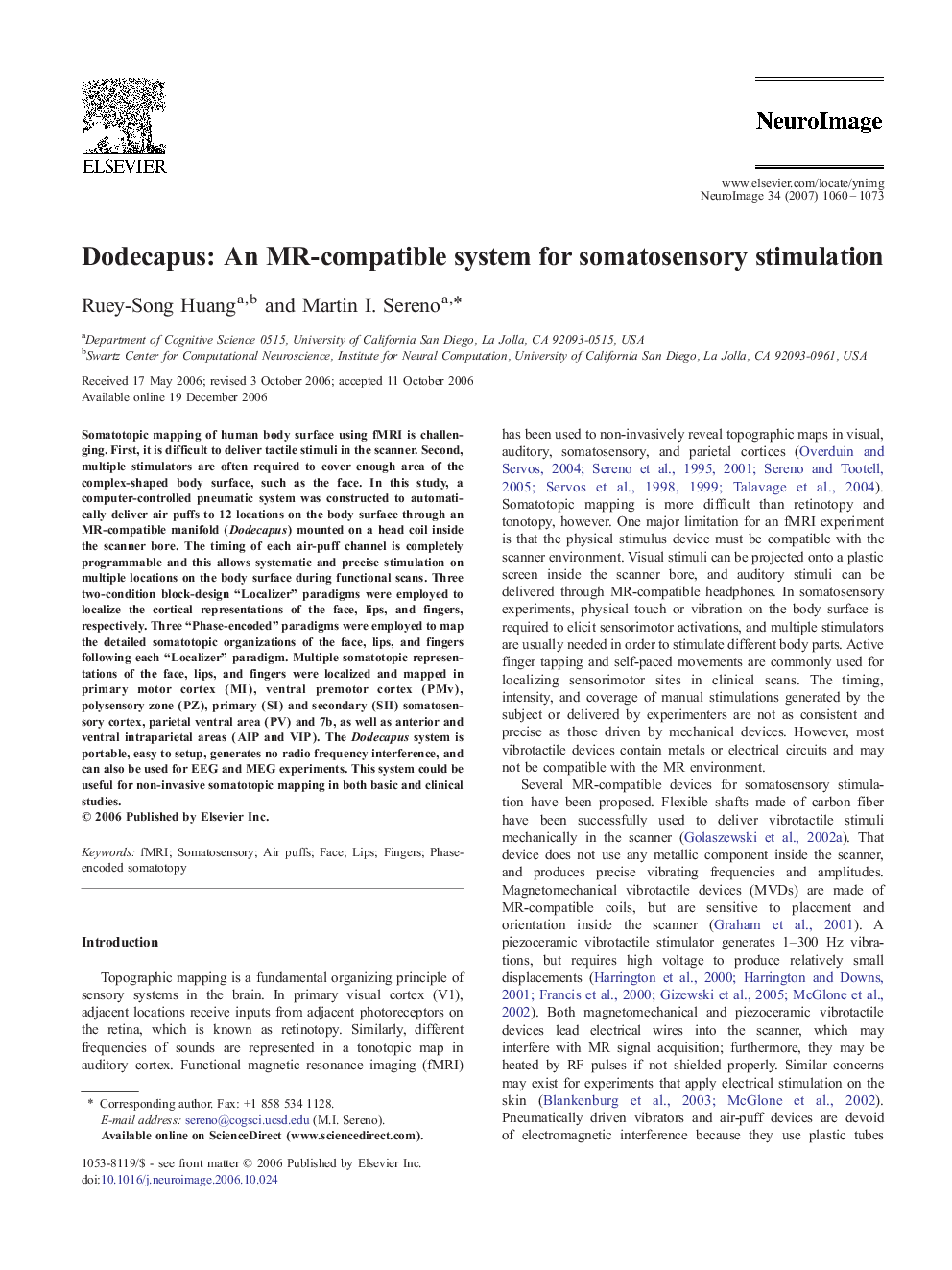 Dodecapus: An MR-compatible system for somatosensory stimulation