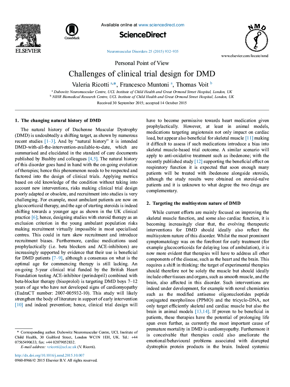Challenges of clinical trial design for DMD