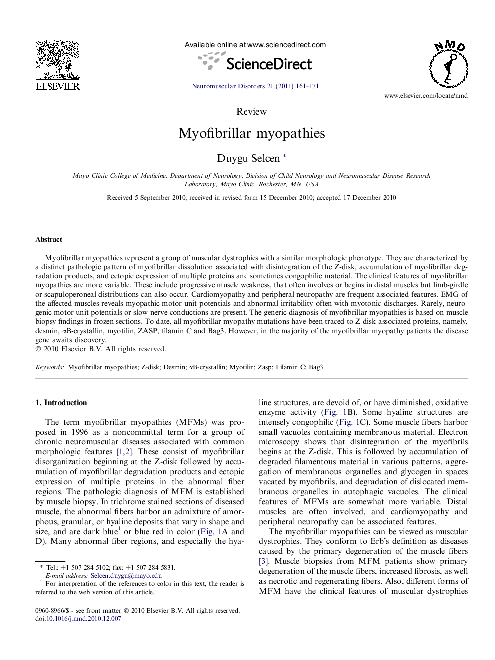 Myofibrillar myopathies