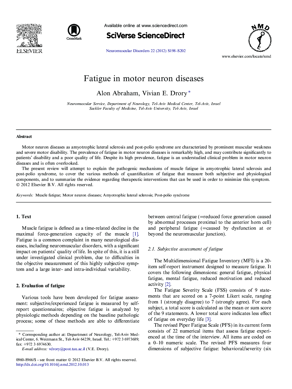 Fatigue in motor neuron diseases