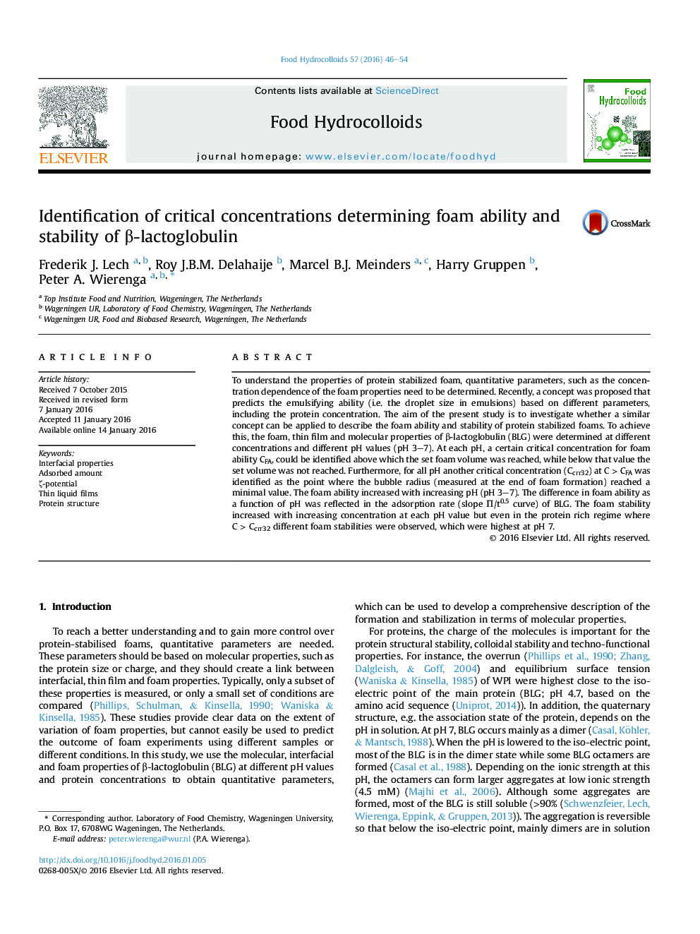 Identification of critical concentrations determining foam ability and stability of β-lactoglobulin