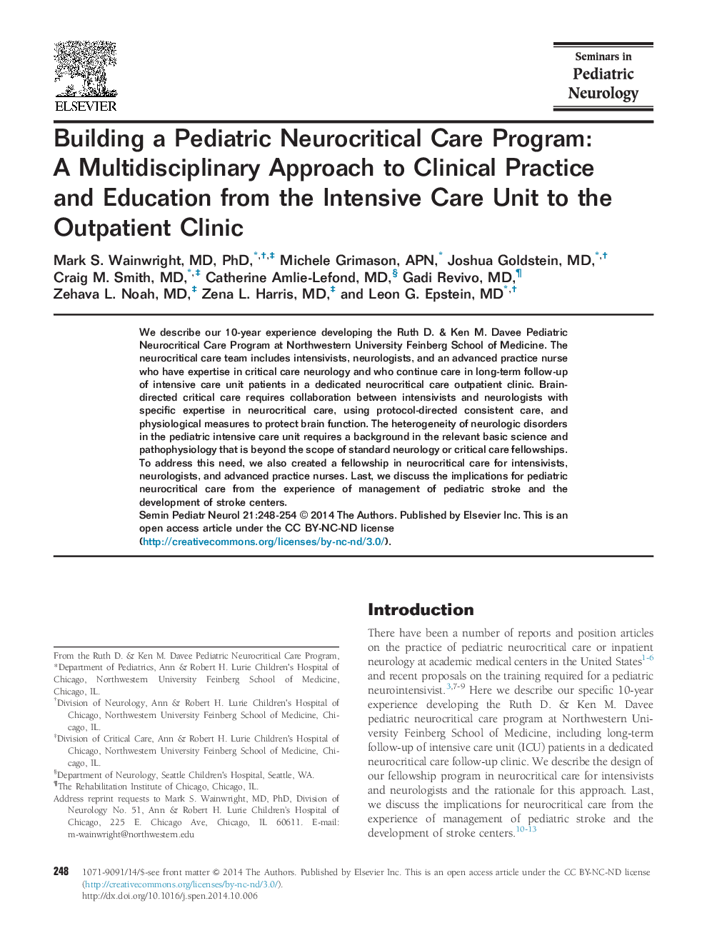 Building a Pediatric Neurocritical Care Program: A Multidisciplinary Approach to Clinical Practice and Education from the Intensive Care Unit to the Outpatient Clinic
