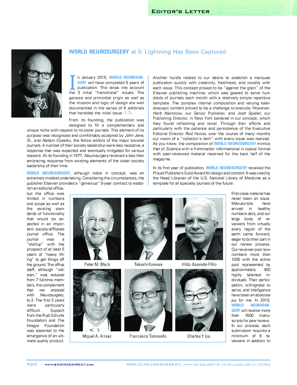 WORLD NEUROSURGERY at 5: Lightning Has Been Captured
