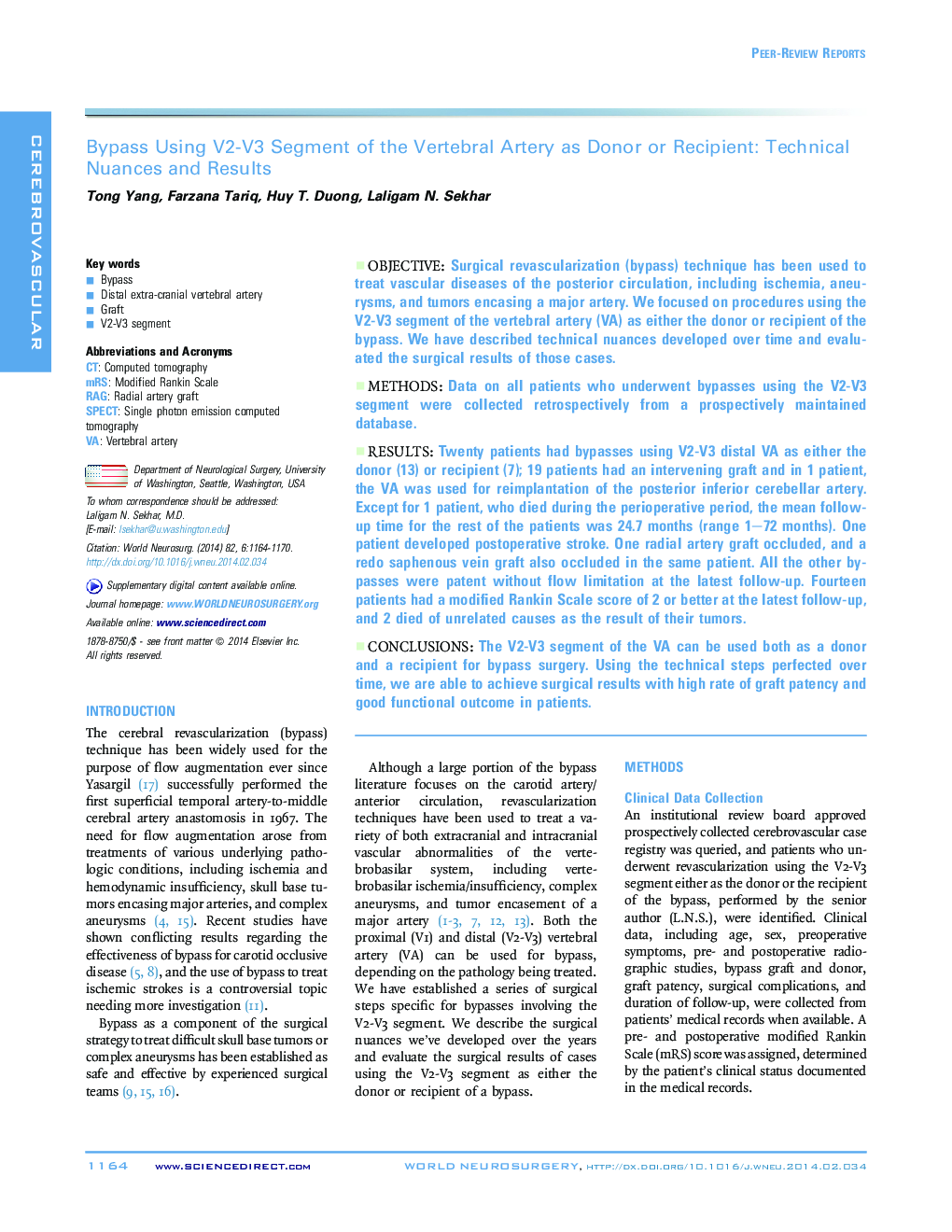 Peer-Review ReportBypass Using V2-V3 Segment of the Vertebral Artery as Donor or Recipient: Technical Nuances and Results