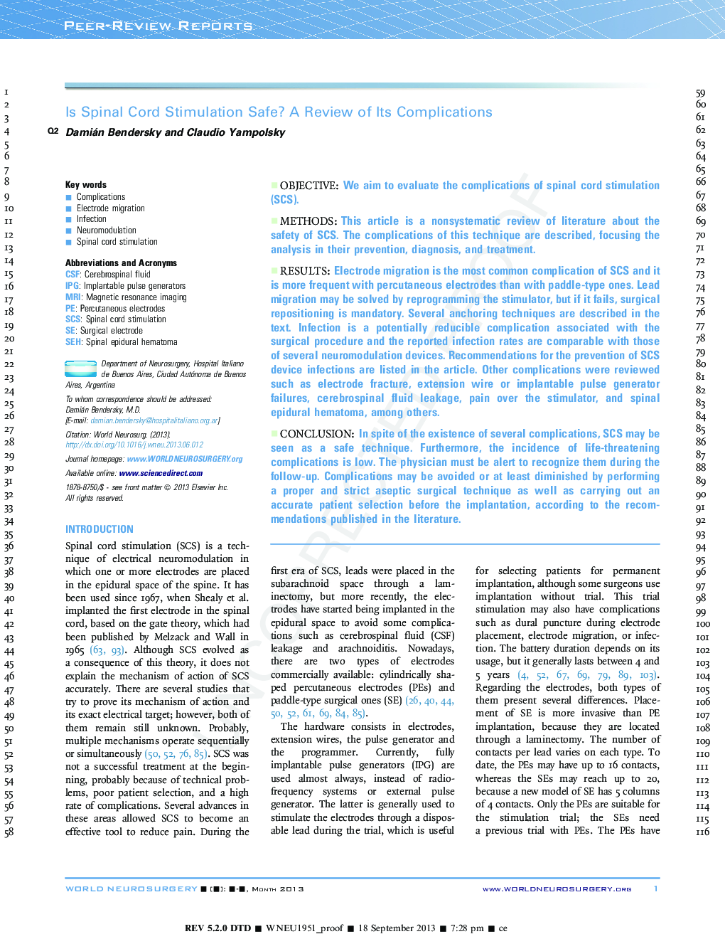 Is Spinal Cord Stimulation Safe? A Review of Its Complications