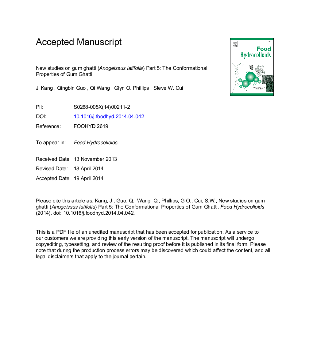 New studies on gum ghatti (Anogeissus latifolia) part 5: TheÂ conformational properties of gum ghatti