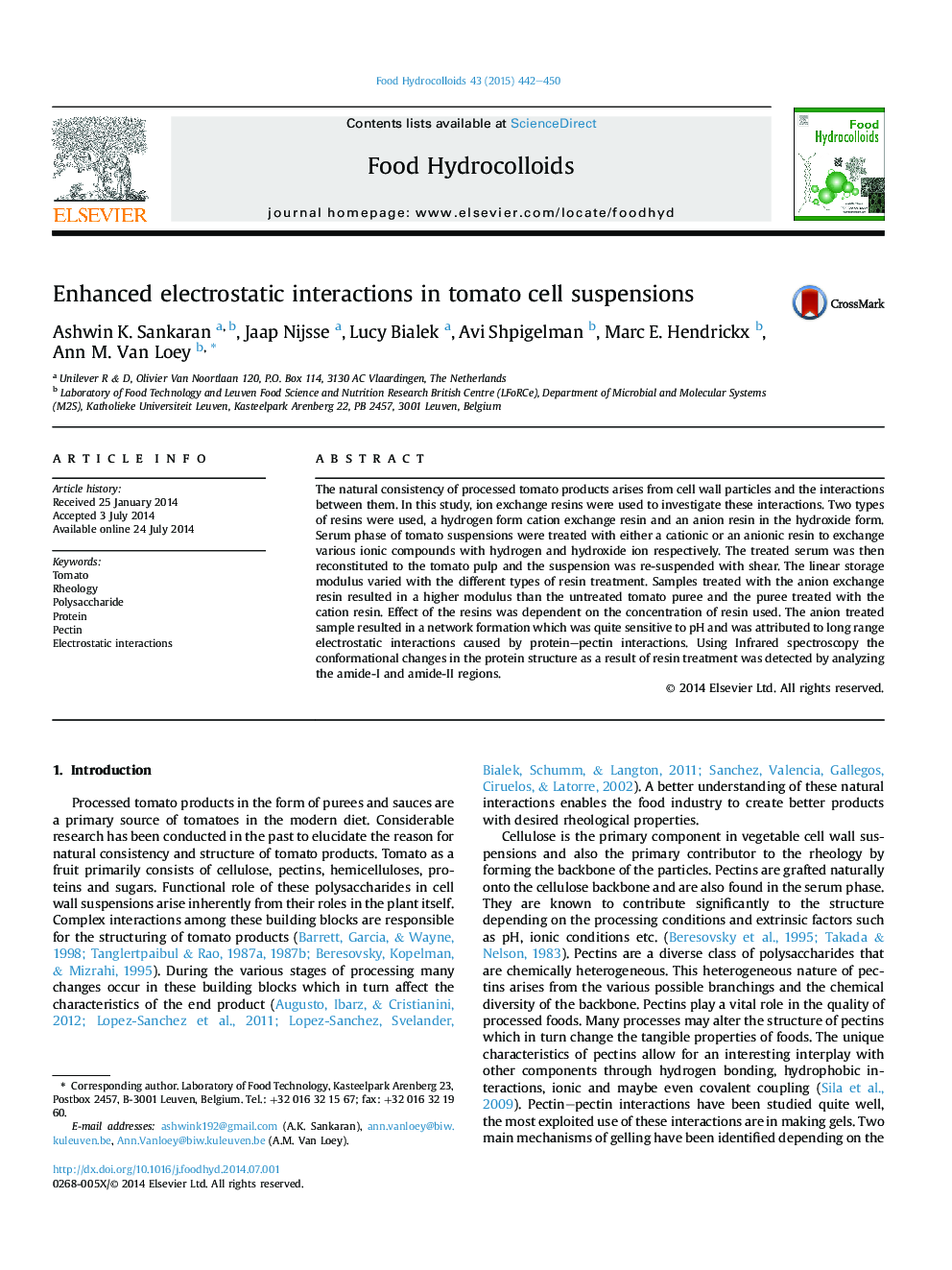 Enhanced electrostatic interactions in tomato cell suspensions