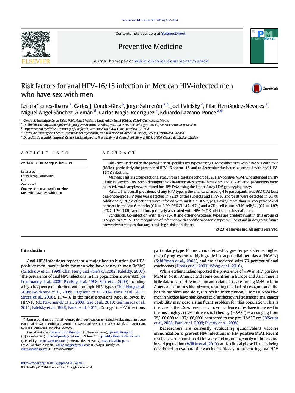 Risk factors for anal HPV-16/18 infection in Mexican HIV-infected men who have sex with men