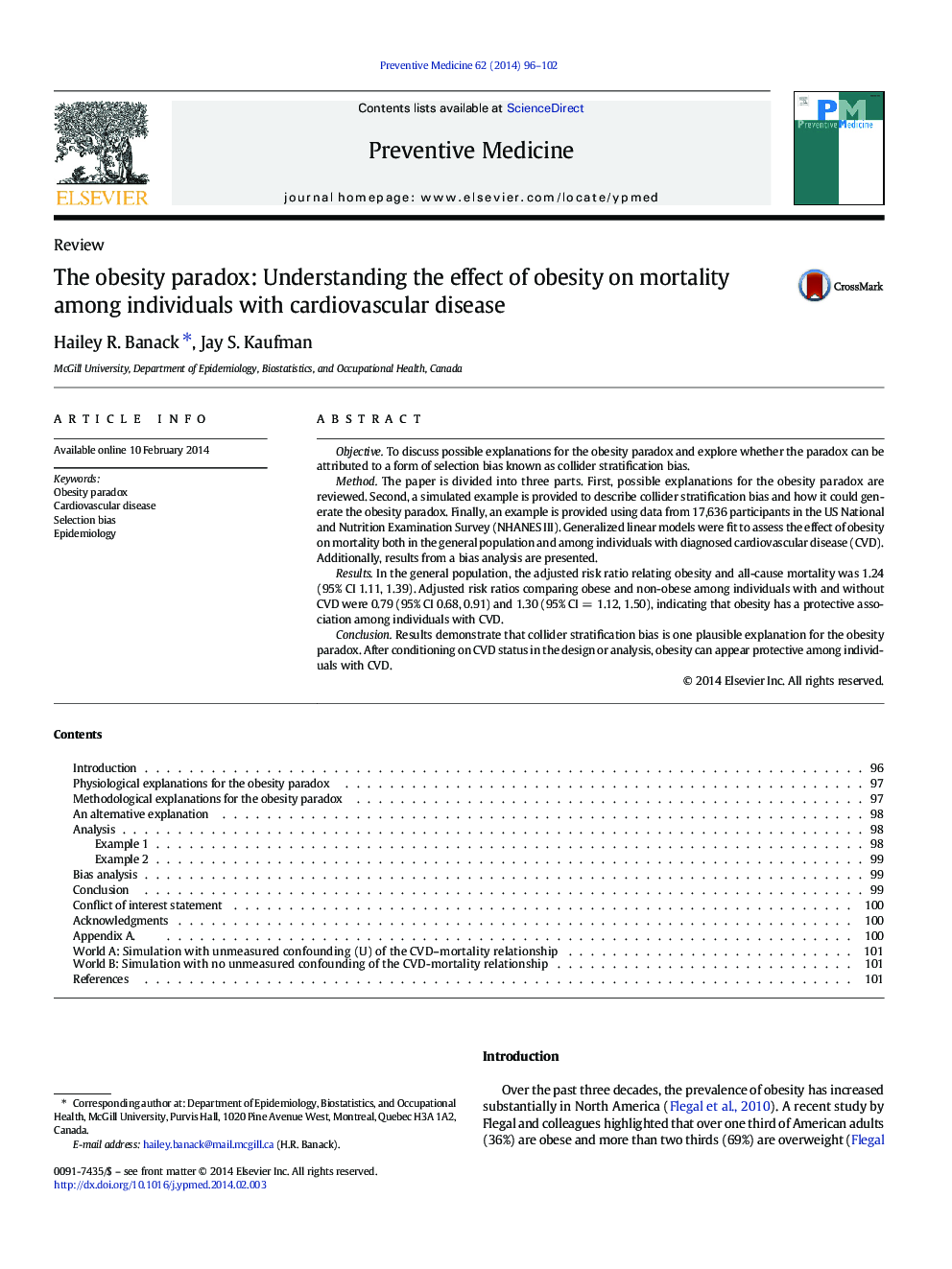 ReviewThe obesity paradox: Understanding the effect of obesity on mortality among individuals with cardiovascular disease