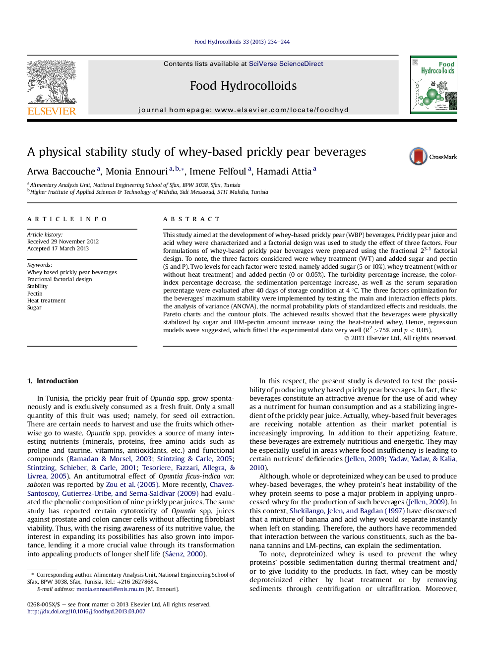 A physical stability study of whey-based prickly pear beverages