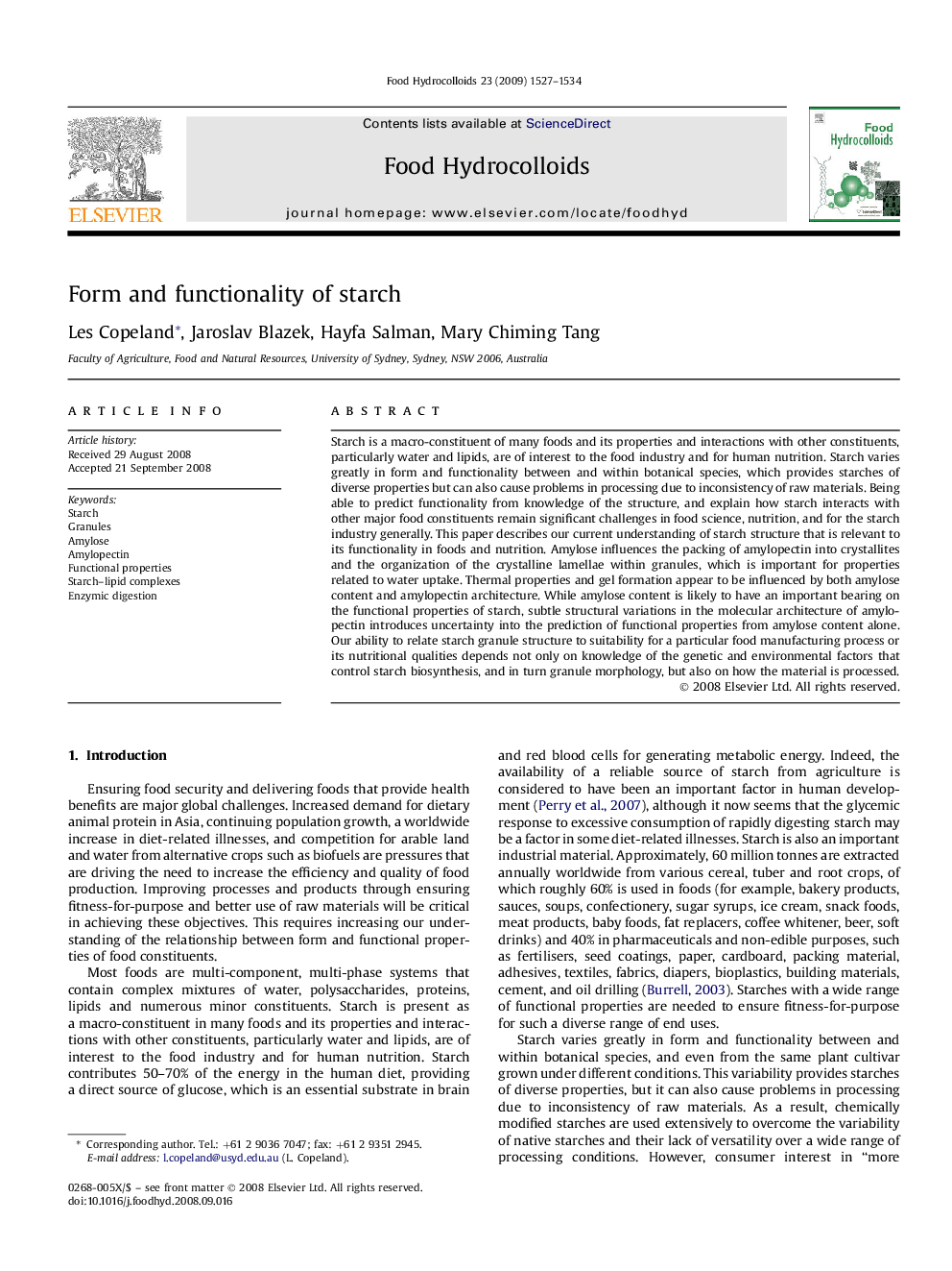 Form and functionality of starch