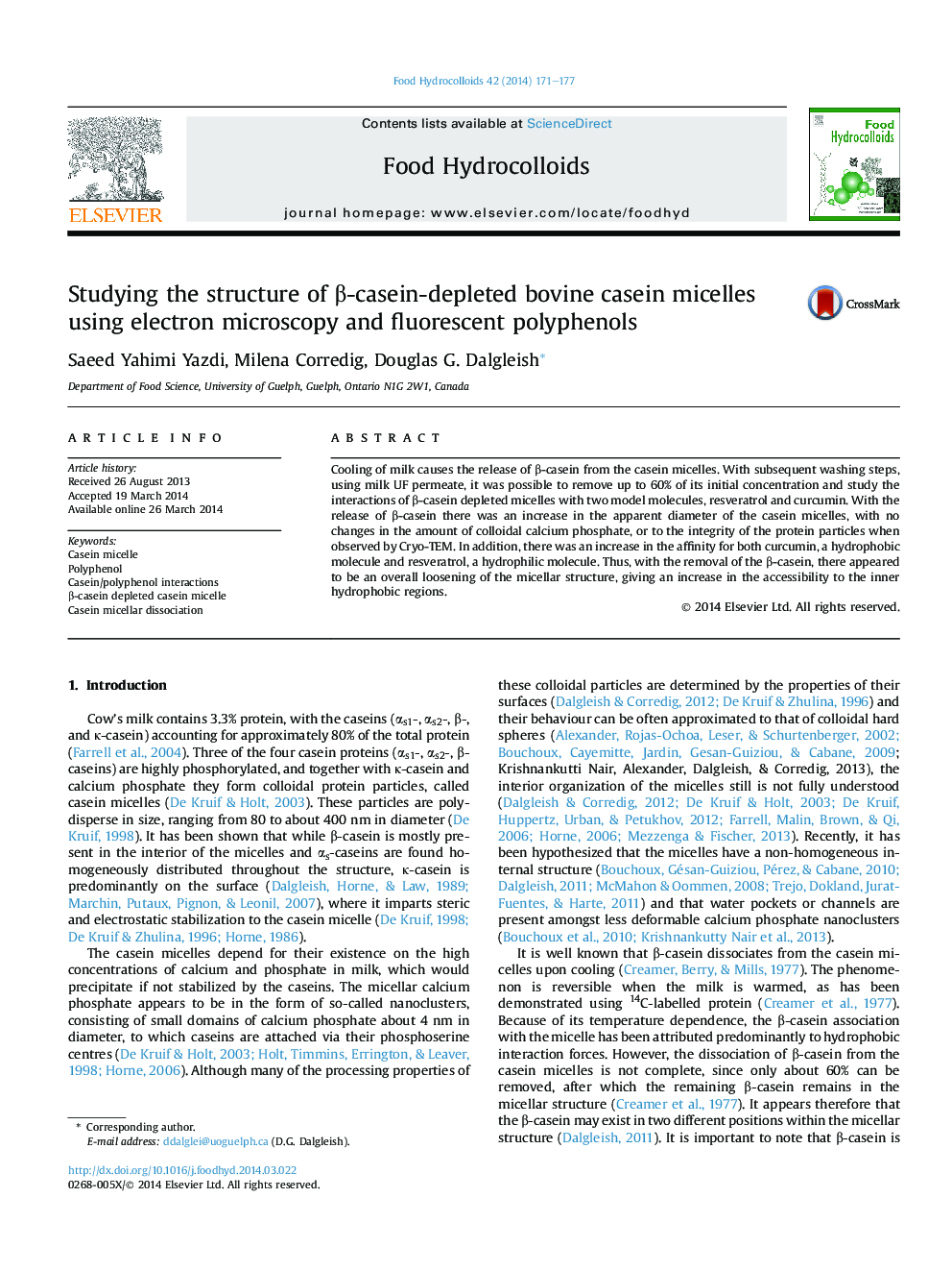 Studying the structure of β-casein-depleted bovine casein micelles using electron microscopy and fluorescent polyphenols