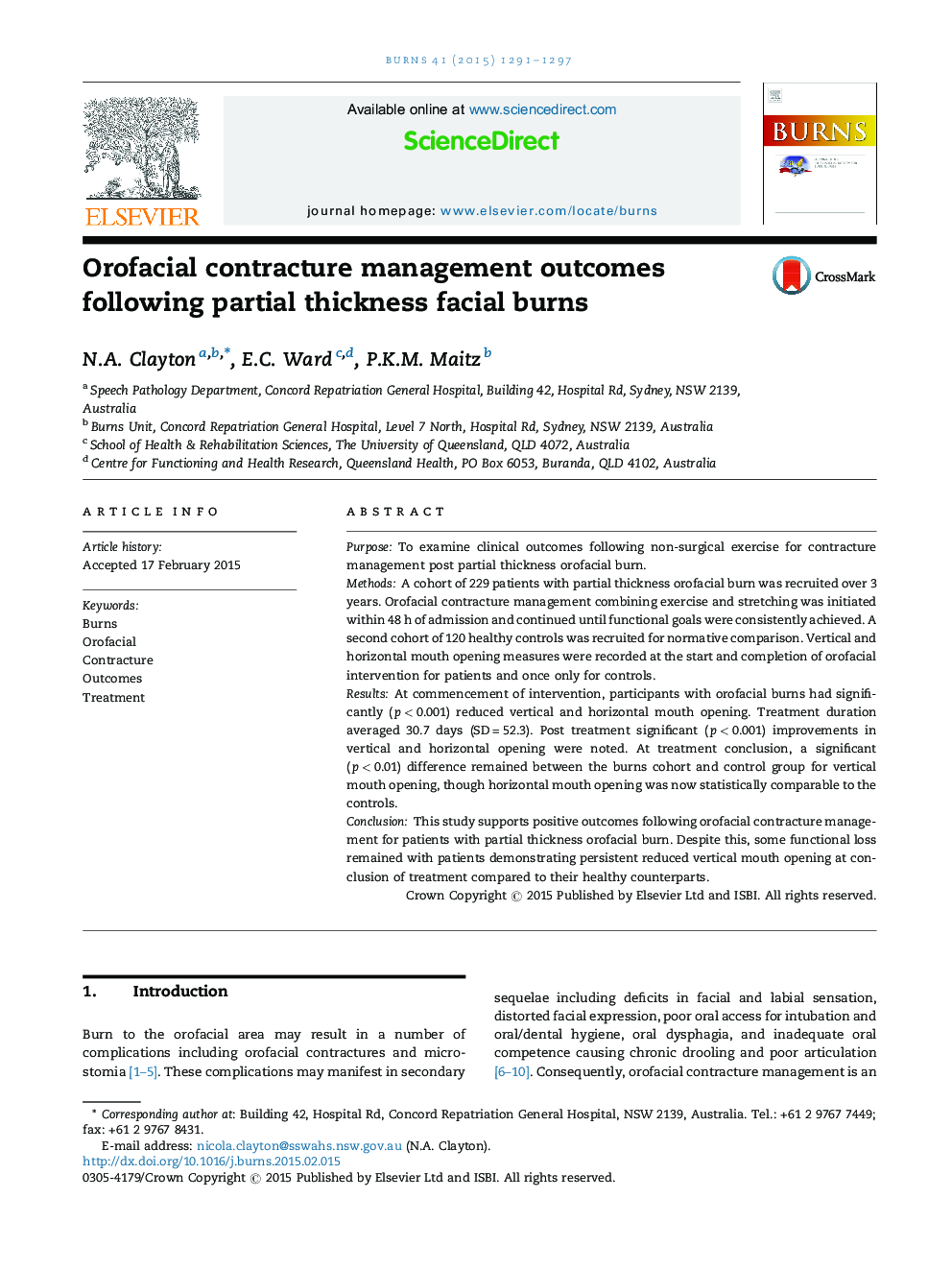 Orofacial contracture management outcomes following partial thickness facial burns