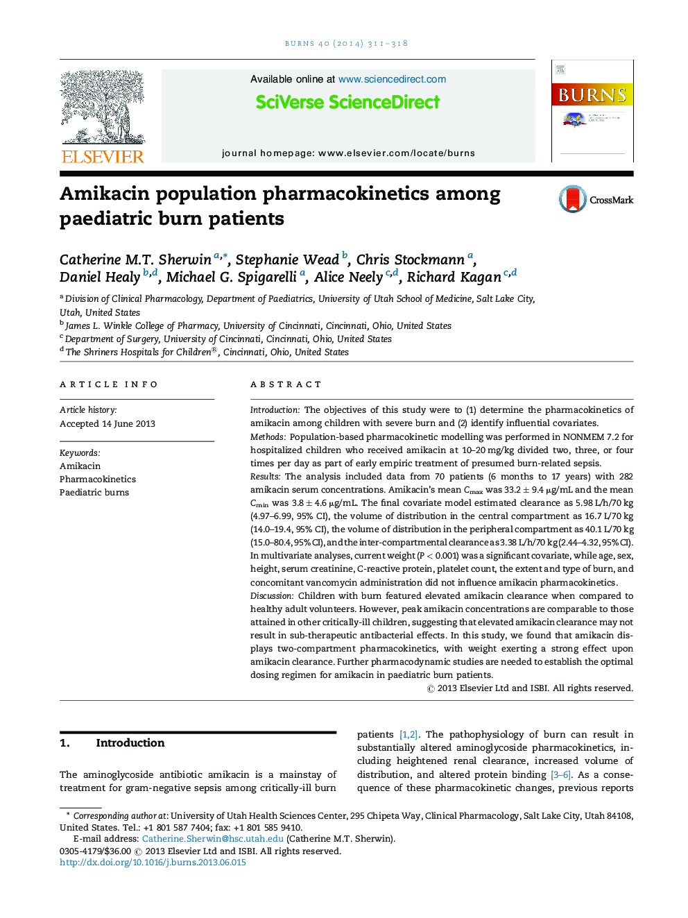 Amikacin population pharmacokinetics among paediatric burn patients