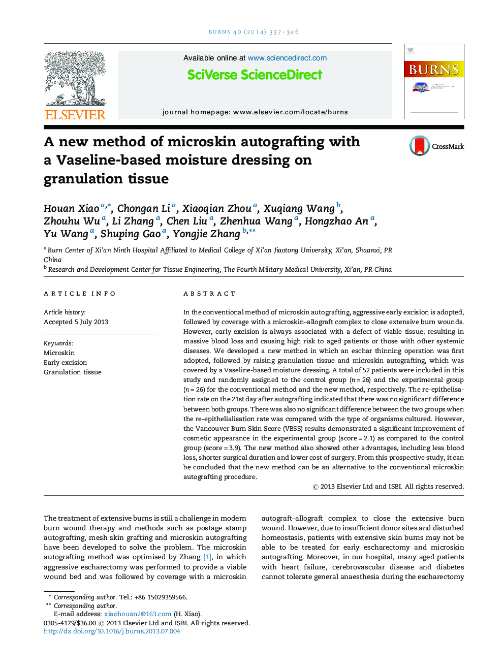 A new method of microskin autografting with a Vaseline-based moisture dressing on granulation tissue