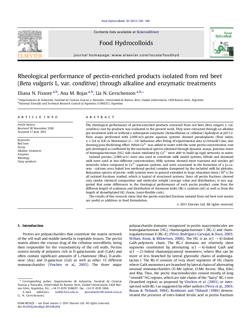 Rheological performance of pectin-enriched products isolated from red beet (Beta vulgaris L. var. conditiva) through alkaline and enzymatic treatments