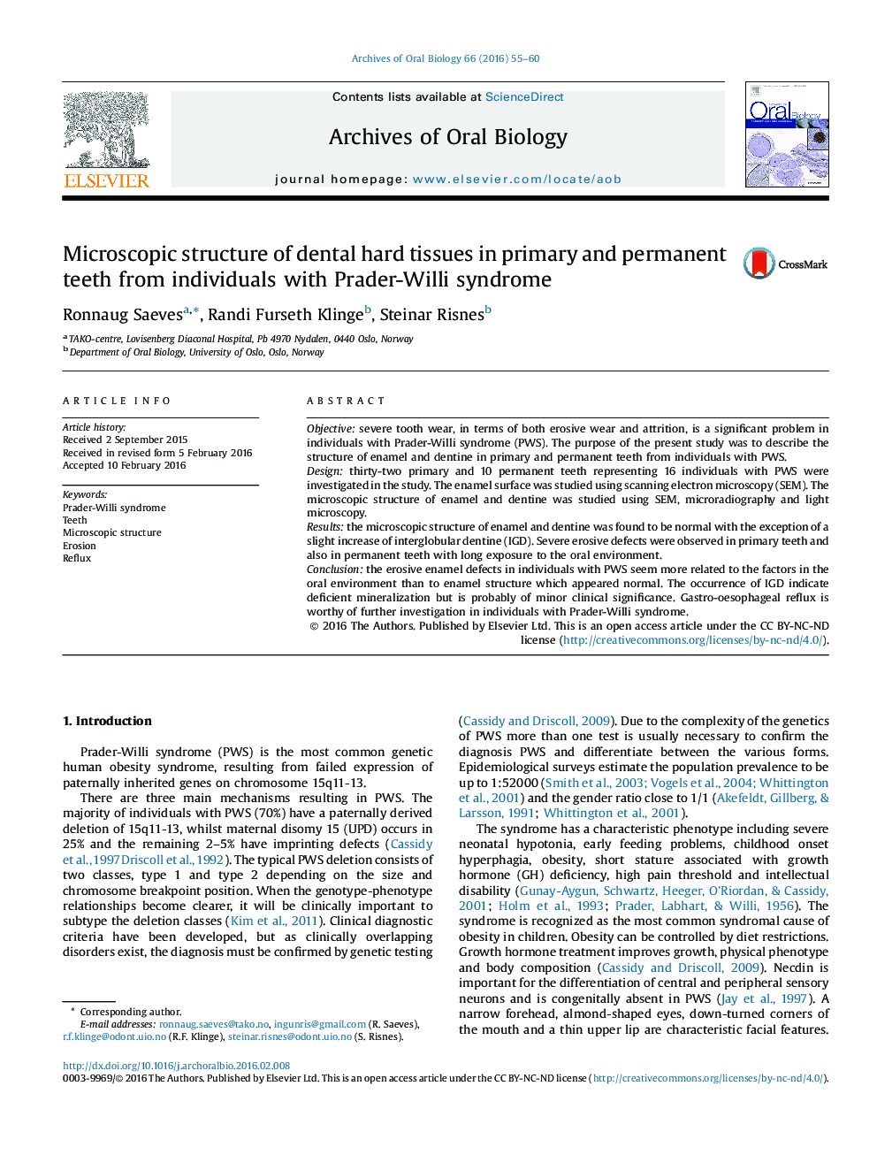 Microscopic structure of dental hard tissues in primary and permanent teeth from individuals with Prader-Willi syndrome