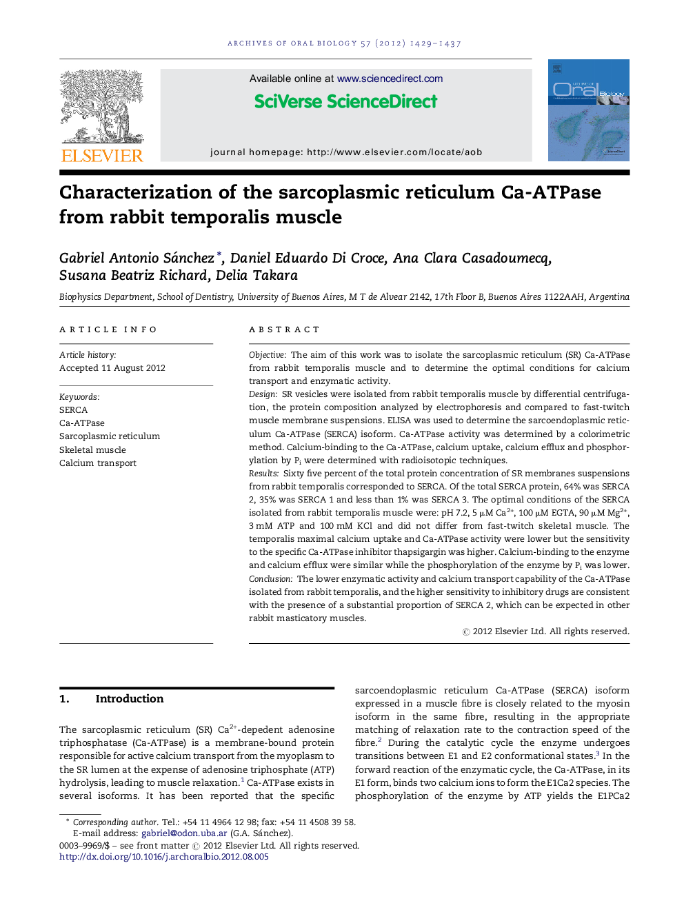 Characterization of the sarcoplasmic reticulum Ca-ATPase from rabbit temporalis muscle