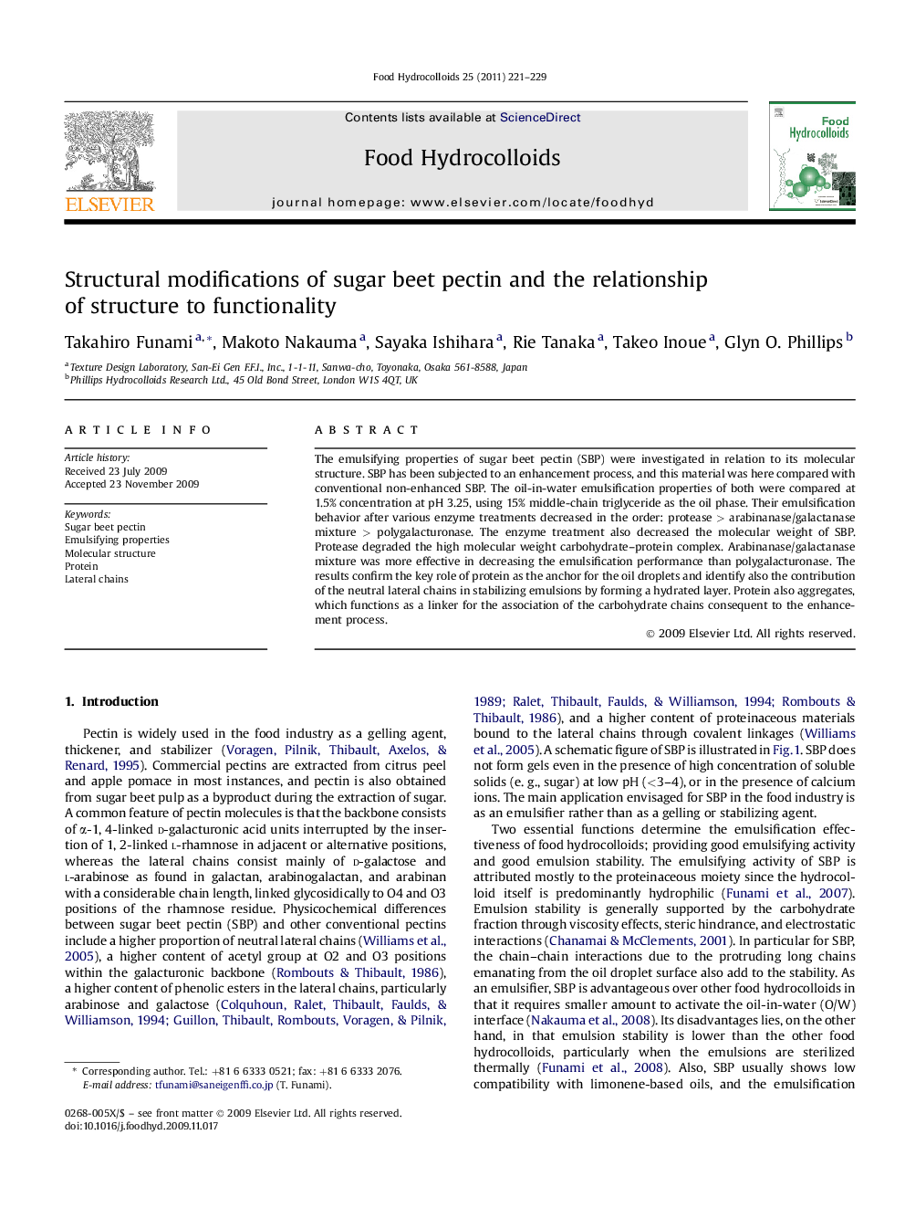 عکس صفحه اول مقاله: Structural modifications of sugar beet pectin and the relationship of structure to functionality Structural modifications of sugar beet pectin and the relationship of structure to functionality