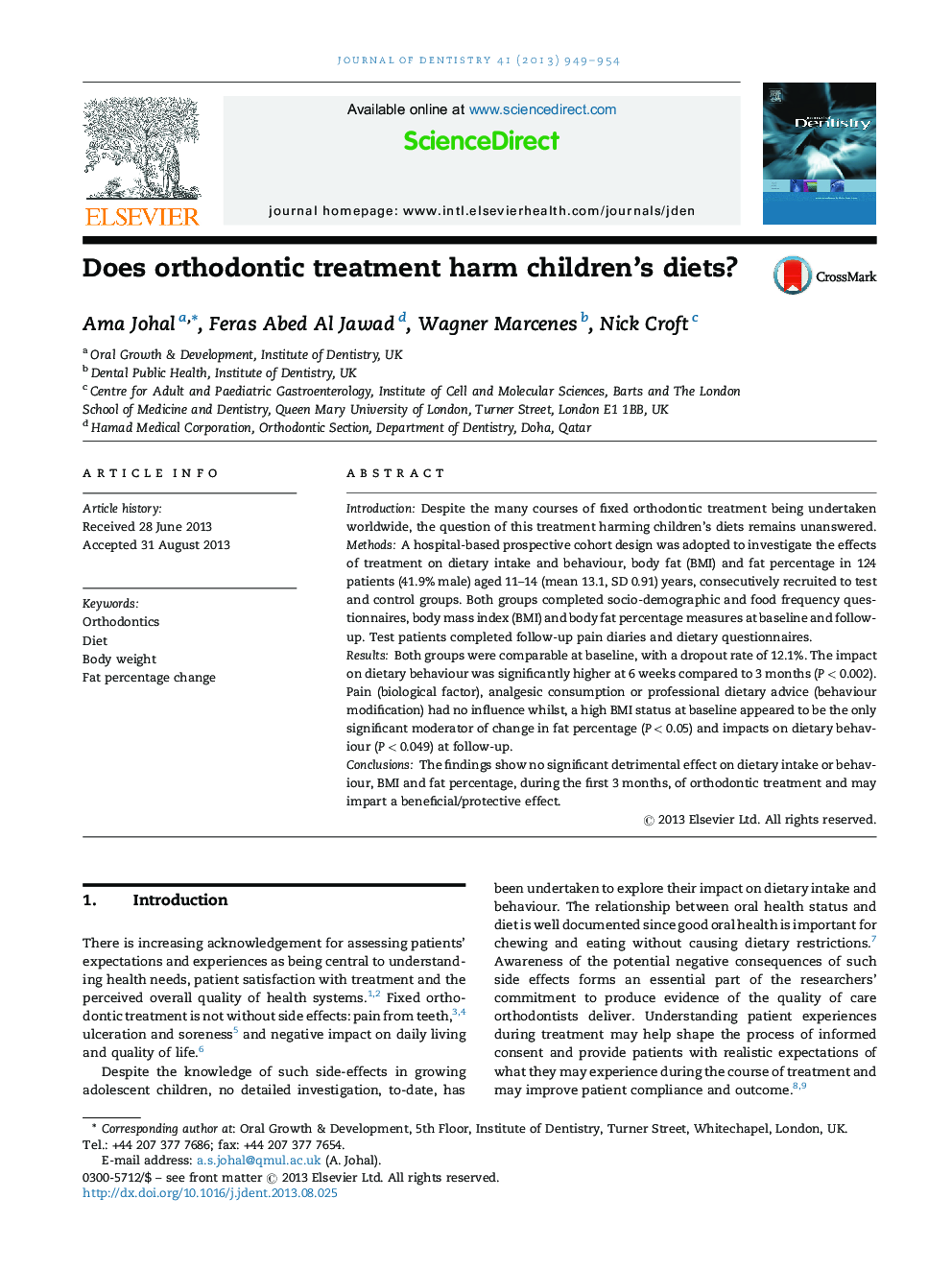 Does orthodontic treatment harm children's diets?